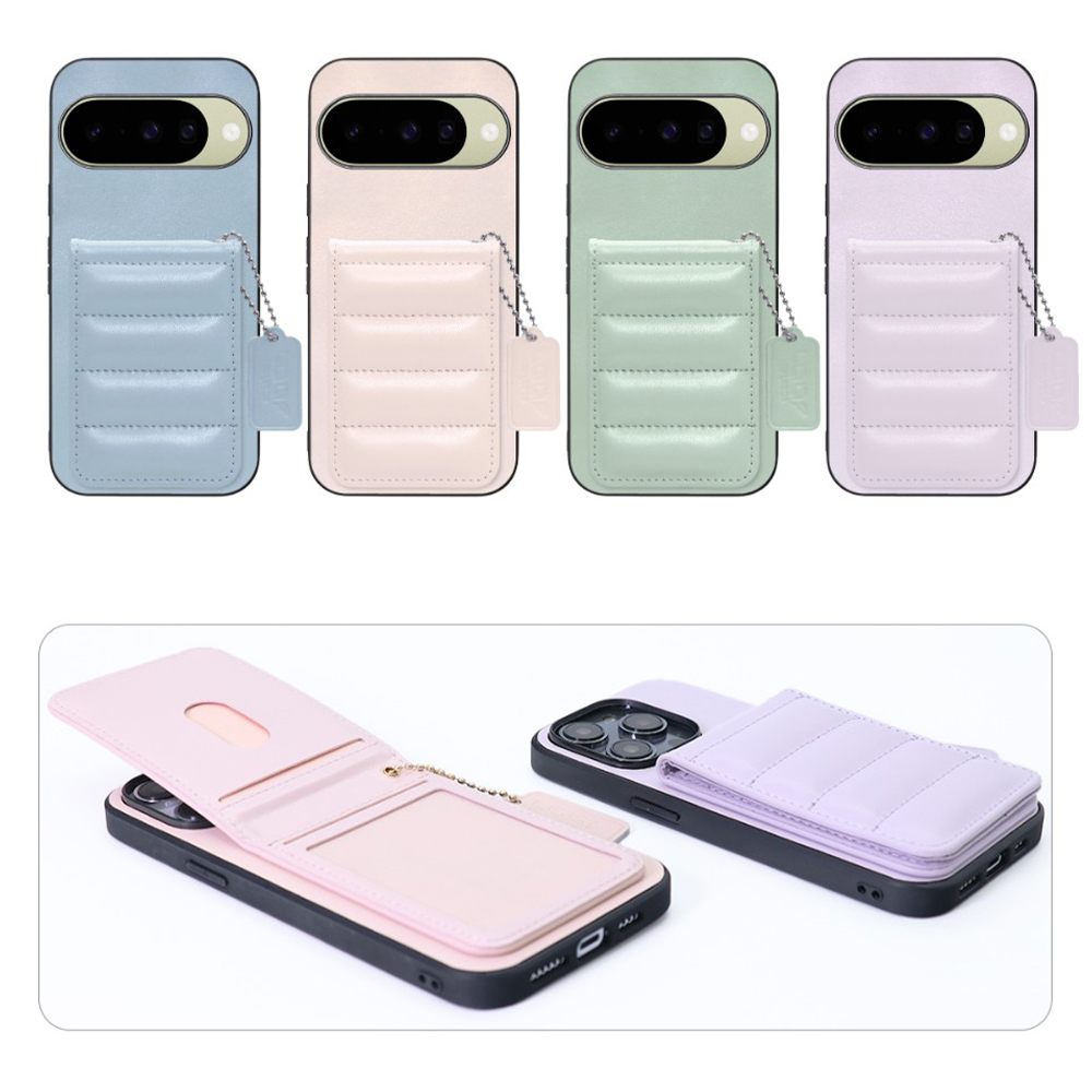 [ LOOF SWEET-SHELL CARD ] Google Pixel 10 / 10 Pro Google Pixel10 Pixel10pro ピクセル10 ピクセル10プロ スマホケース キルティング加工のカードケース付き マグネット内蔵 カード収納 本革 レザータグ＆チェーン付き パステルカラー [ Google Pixel 10 / 10 Pro ]