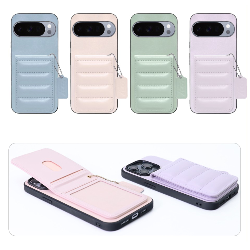 [ LOOF SWEET-SHELL CARD ] Google Pixel 10 Pro XL Google Pixel10proxl ピクセル10プロXL スマホケース キルティング加工のカードケース付き マグネット内蔵 カード収納 本革 レザータグ＆チェーン付き パステルカラー [ Google Pixel 10 Pro XL ]