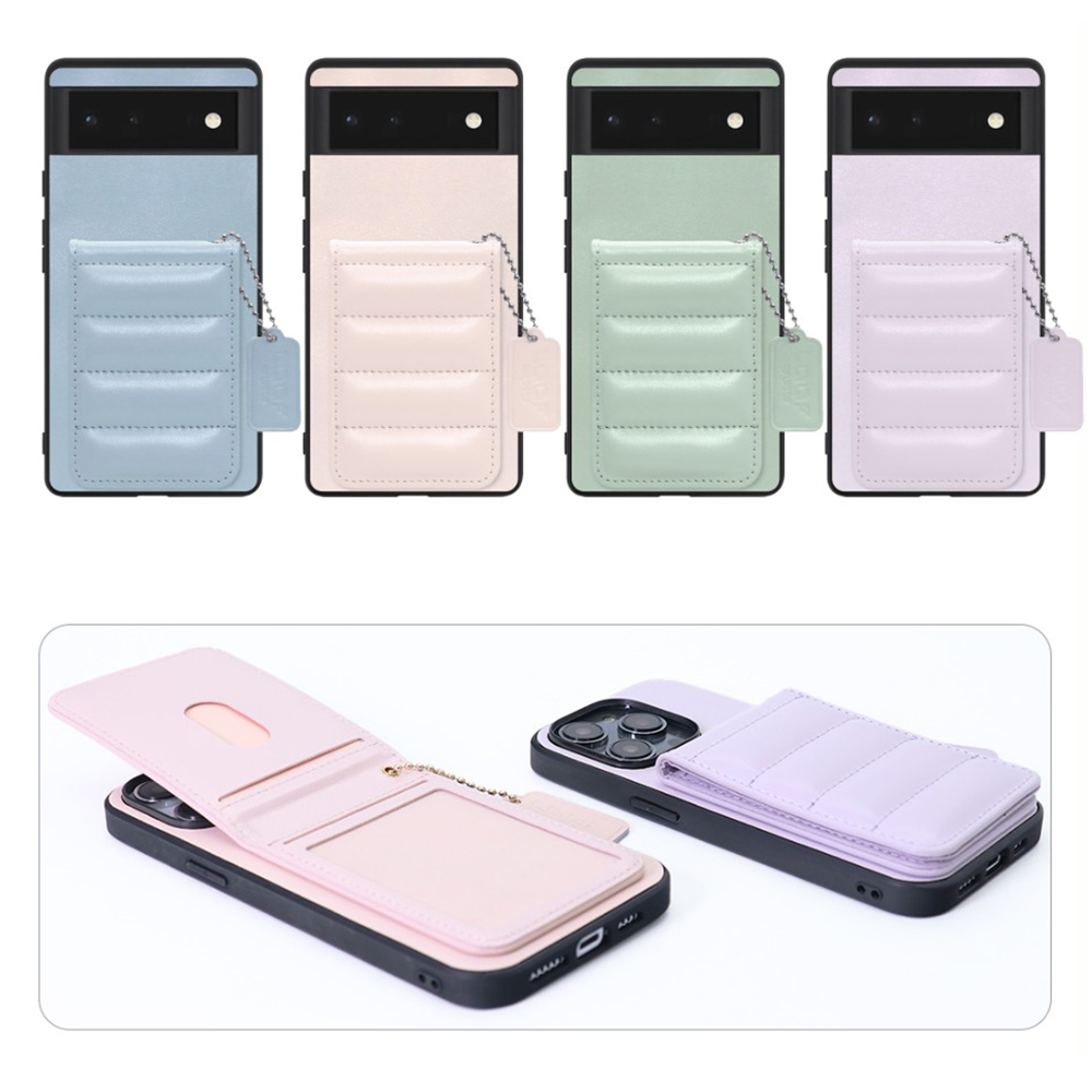 [ LOOF SWEET-SHELL CARD ] Google Pixel 6 googlepixel6 pixel6 ピクセル6 スマホケース キルティング加工のカードケース付き マグネット内蔵 カード収納 本革 レザータグ＆チェーン付き パステルカラー [ Google Pixel 6 ]