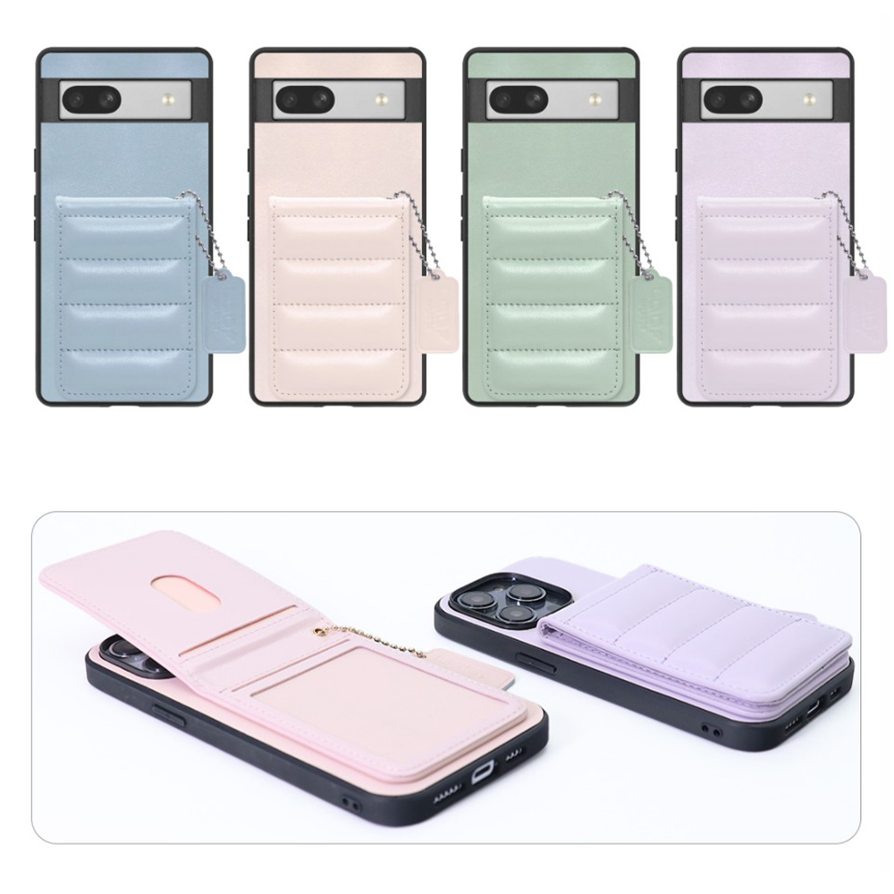 [ LOOF SWEET-SHELL CARD ] Google Pixel 7a googlepixel7a pixel7a スマホケース キルティング加工のカードケース付き マグネット内蔵 カード収納 本革 レザータグ＆チェーン付き パステルカラー [ Google Pixel 7a ]