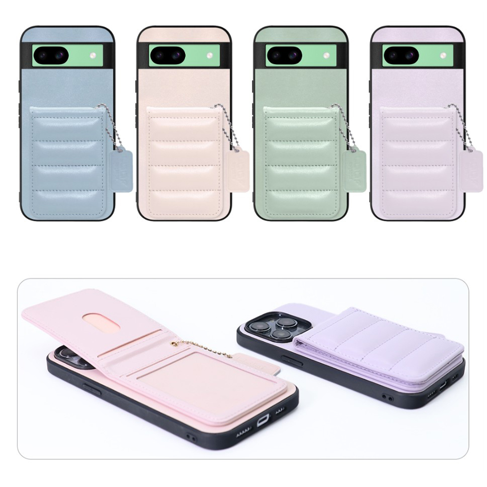 [ LOOF SWEET-SHELL CARD ] Google Pixel 8a googlepixel8a Pixel8a ピクセル8a スマホケース キルティング加工のカードケース付き マグネット内蔵 カード収納 本革 レザータグ＆チェーン付き パステルカラー [ Google Pixel 8a ]