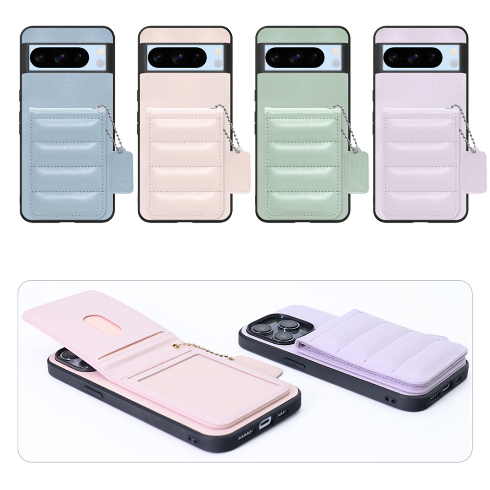 [ LOOF SWEET-SHELL CARD ] Google pixel 8 Pro googlepixel8pro Pixel8 8Pro プロ ピクセル8Pro スマホケース キルティング加工のカードケース付き マグネット内蔵 カード収納 本革 レザータグ＆チェーン付き パステルカラー [ Google Pixel 8 Pro ]