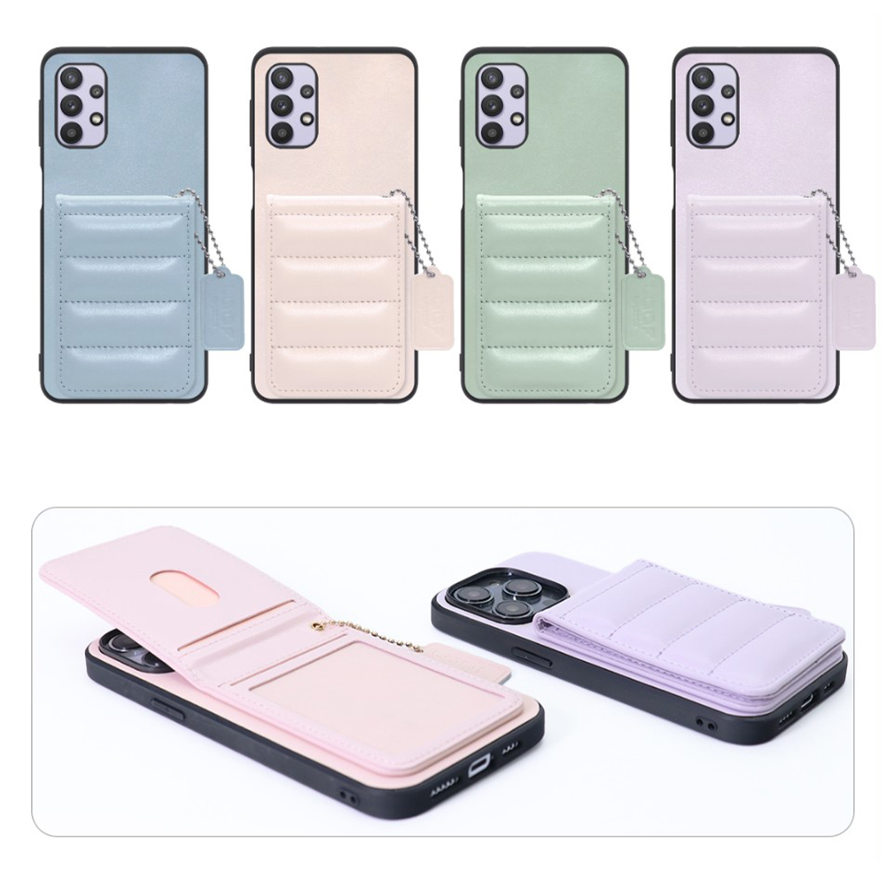 [ LOOF SWEET-SHELL CARD ] Galaxy A32 5G SCG08 a325g スマホケース キルティング加工のカードケース付き マグネット内蔵 カード収納 本革 レザータグ＆チェーン付き パステルカラー [ Galaxy A32 5G ]