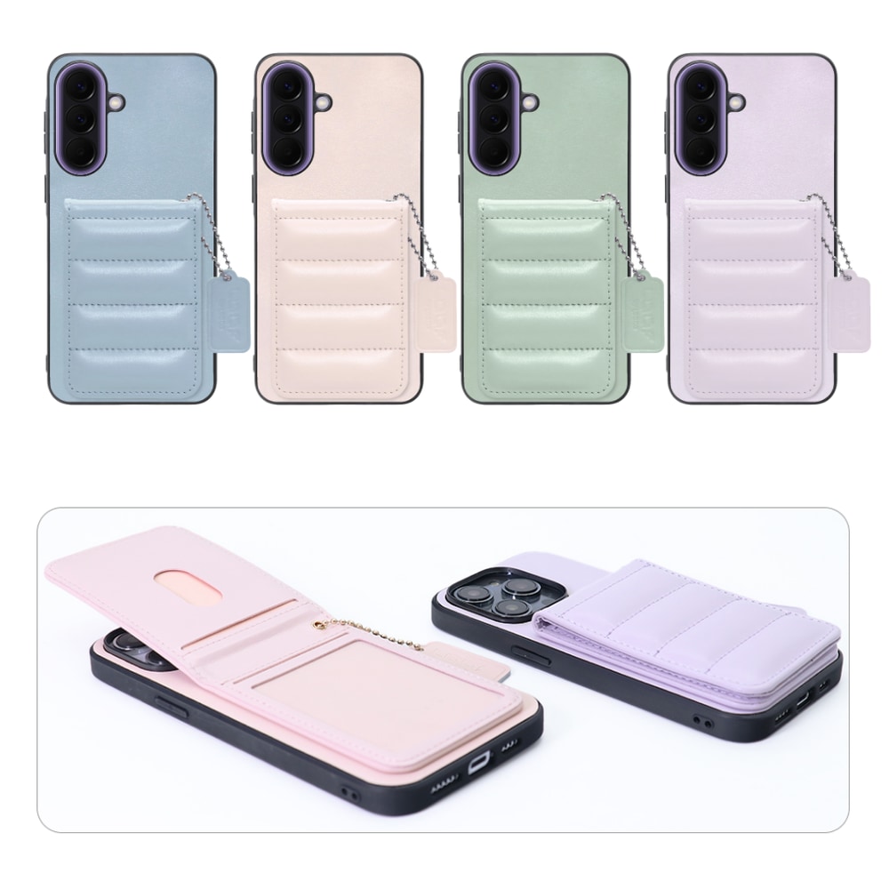 [ LOOF SWEET-SHELL CARD ] Galaxy A57 5G SC-54G SCG39 SM-A576Z SM-A576C スマホケース キルティング加工のカードケース付き マグネット内蔵 カード収納 本革 レザータグ＆チェーン付き パステルカラー [ Galaxy A57 5G ]
