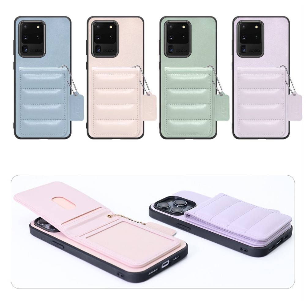 [ LOOF SWEET-SHELL CARD ] Galaxy S20 Ultra s20ultra スマホケース キルティング加工のカードケース付き マグネット内蔵 カード収納 本革 レザータグ＆チェーン付き パステルカラー [ Galaxy S20 Ultra 5G ]