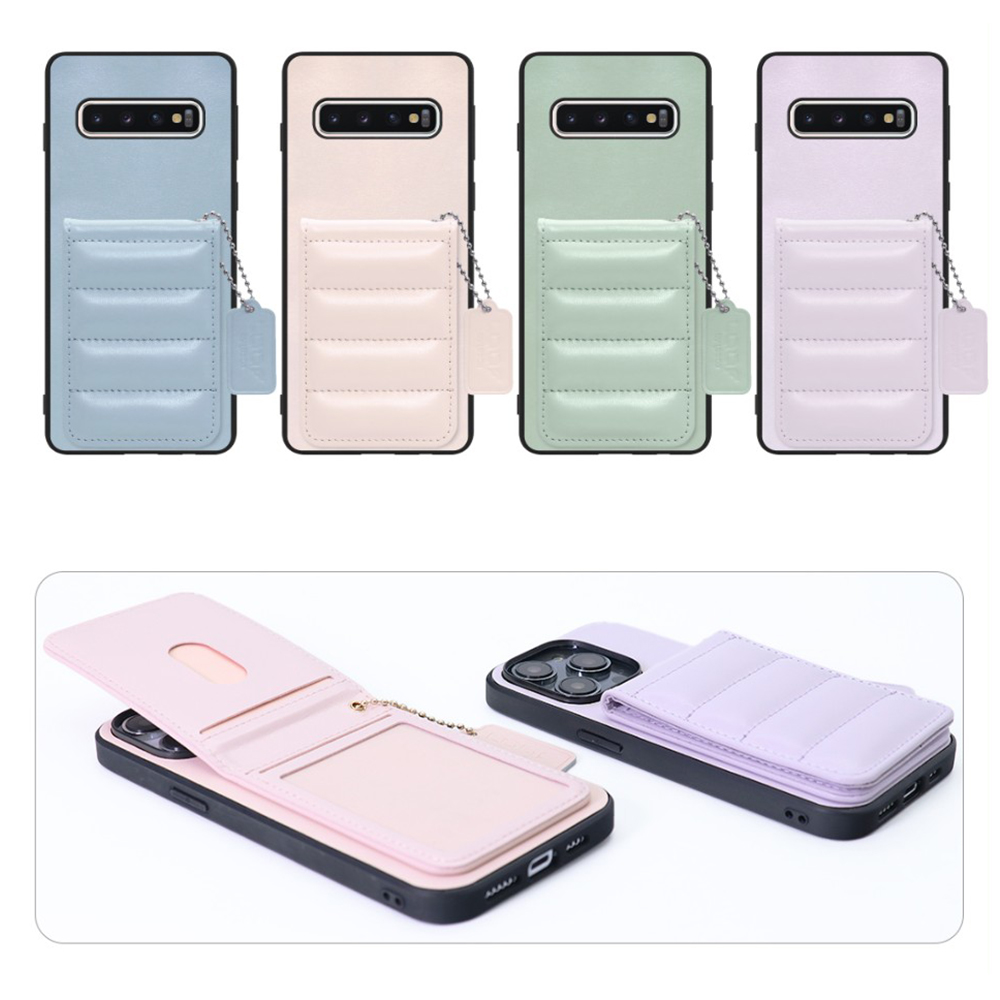 [ LOOF SWEET-SHELL CARD ] Galaxy S10 SC-03L / SCV41 galaxys10 スマホケース キルティング加工のカードケース付き マグネット内蔵 カード収納 本革 レザータグ＆チェーン付き パステルカラー [ Galaxy S10 ]