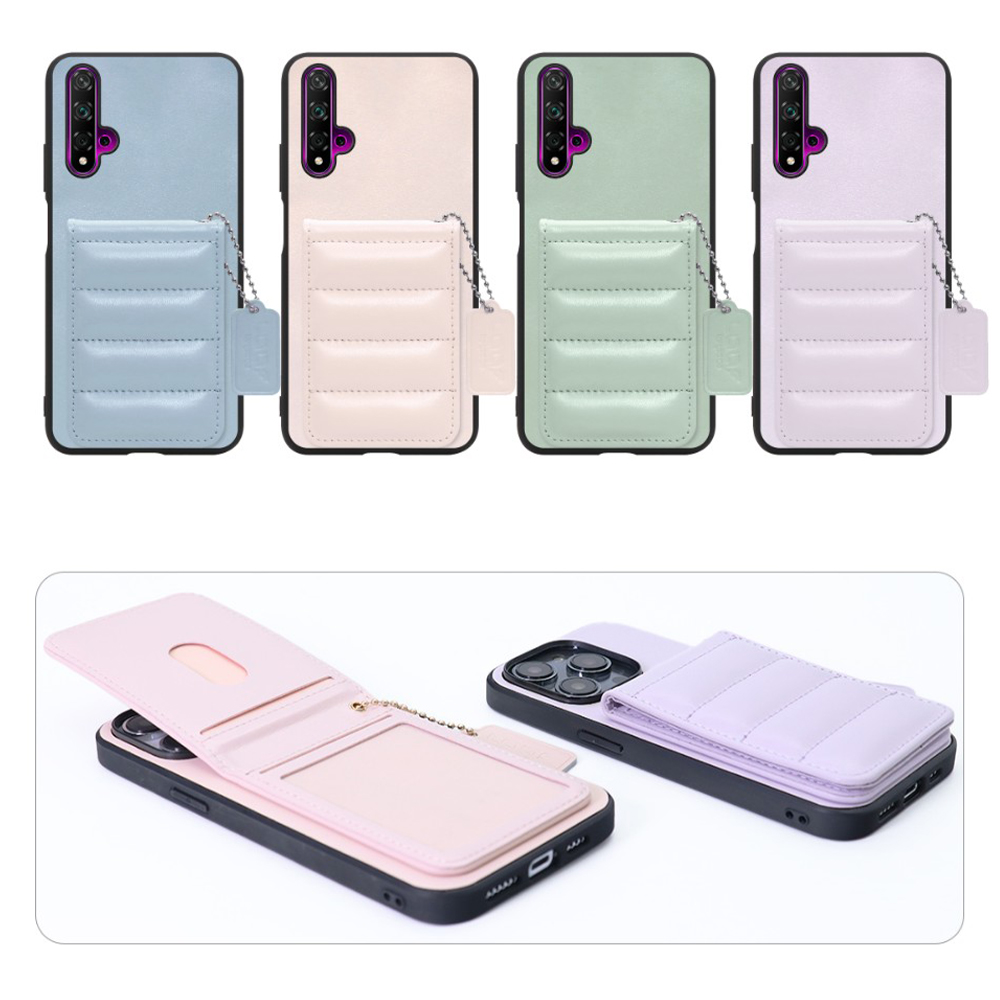 [ LOOF SWEET-SHELL CARD ] HUAWEI nova 5T nova5t スマホケース キルティング加工のカードケース付き マグネット内蔵 カード収納 本革 レザータグ＆チェーン付き パステルカラー [ HUAWEI nova 5T ]