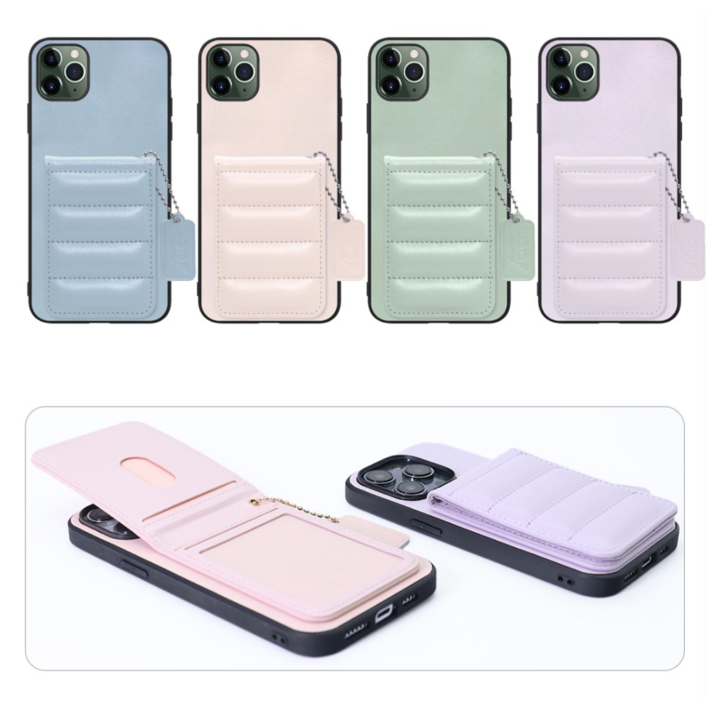 [ LOOF SWEET-SHELL CARD ] iPhone 11 Pro Max iPhone11promax 11promax 11 promax スマホケース キルティング加工のカードケース付き マグネット内蔵 カード収納 本革 レザータグ＆チェーン付き パステルカラー [ iPhone 11 Pro Max ]