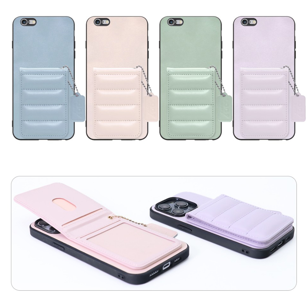 [ LOOF SWEET-SHELL CARD ] iPhone 6 Plus / 6s Plus iphone6plus iphone6splus 6plus 6splus スマホケース キルティング加工のカードケース付き マグネット内蔵 カード収納 本革 レザータグ＆チェーン付き パステルカラー [ iPhone 6 Plus / 6s Plus ]