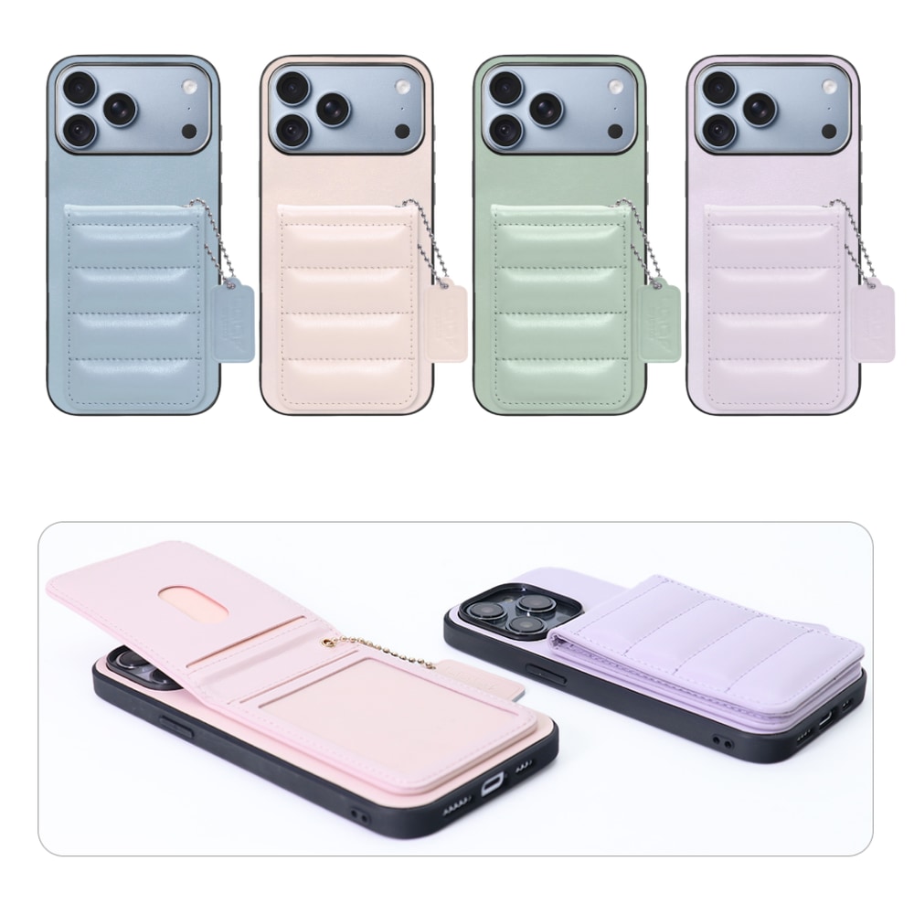 [ LOOF SWEET-SHELL CARD ] iPhone 18 Pro Max iPhone18 Pro Max アイフォン18 プロ マックス スマホケース キルティング加工のカードケース付き マグネット内蔵 カード収納 本革 レザータグ＆チェーン付き パステルカラー [ iPhone 18 Pro Max ]