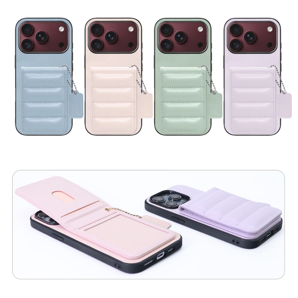 [ LOOF SWEET-SHELL CARD ] iPhone 18 Pro iPhone18 Pro アイフォン18 プロ スマホケース キルティング加工のカードケース付き マグネット内蔵 カード収納 本革 レザータグ＆チェーン付き パステルカラー [ iPhone 18 Pro ]