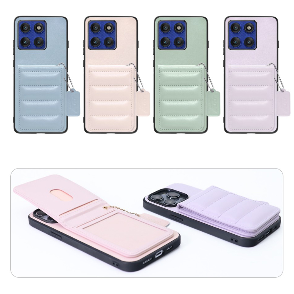 [ LOOF SWEET-SHELL CARD ] motorola edge 60 pro / 60s pro  スマホケース キルティング加工のカードケース付き マグネット内蔵 カード収納 本革 レザータグ＆チェーン付き パステルカラー [ motorola edge 60 pro / 60s pro ]