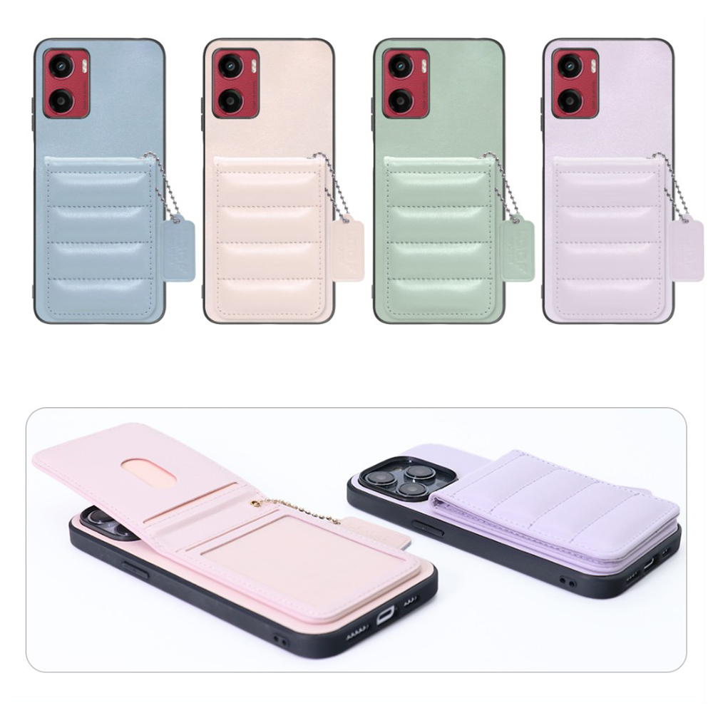 [ LOOF SWEET-SHELL CARD ] moto g05 motorola スマホケース キルティング加工のカードケース付き マグネット内蔵 カード収納 本革 レザータグ＆チェーン付き パステルカラー [ moto g05 ]