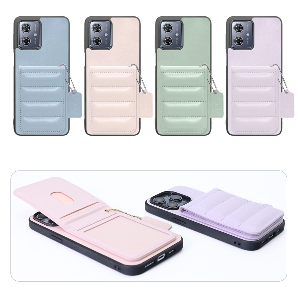 [ LOOF SWEET-SHELL CARD ] moto g64 5G / g64y 5G  スマホケース キルティング加工のカードケース付き マグネット内蔵 カード収納 本革 レザータグ＆チェーン付き パステルカラー [ moto g64 5G / g64y 5G ]