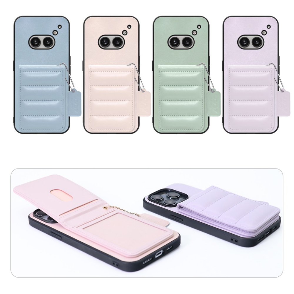 [ LOOF SWEET-SHELL CARD ] Nothing Phone (2a)  スマホケース キルティング加工のカードケース付き マグネット内蔵 カード収納 本革 レザータグ＆チェーン付き パステルカラー [ Nothing Phone (2a) ]