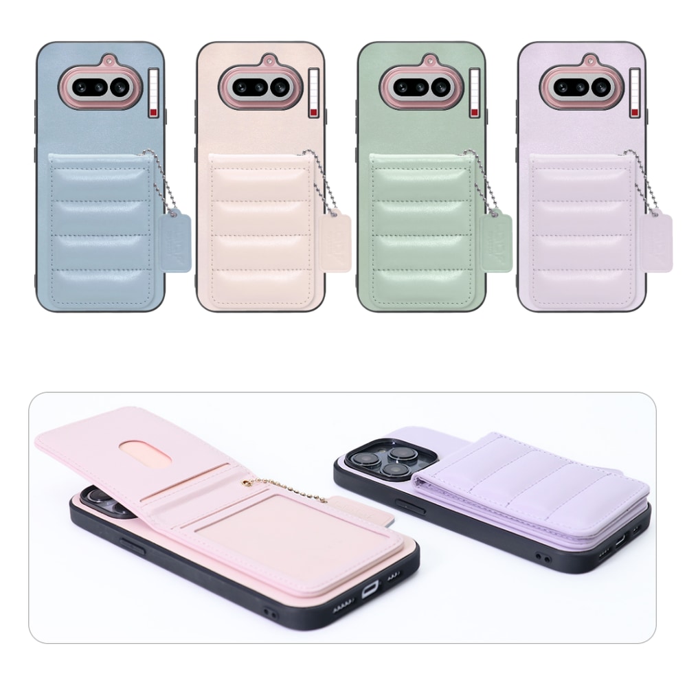 [ LOOF SWEET-SHELL CARD ] Nothing Phone (4a) A069 スマホケース キルティング加工のカードケース付き マグネット内蔵 カード収納 本革 レザータグ＆チェーン付き パステルカラー [ Nothing Phone (4a) ]