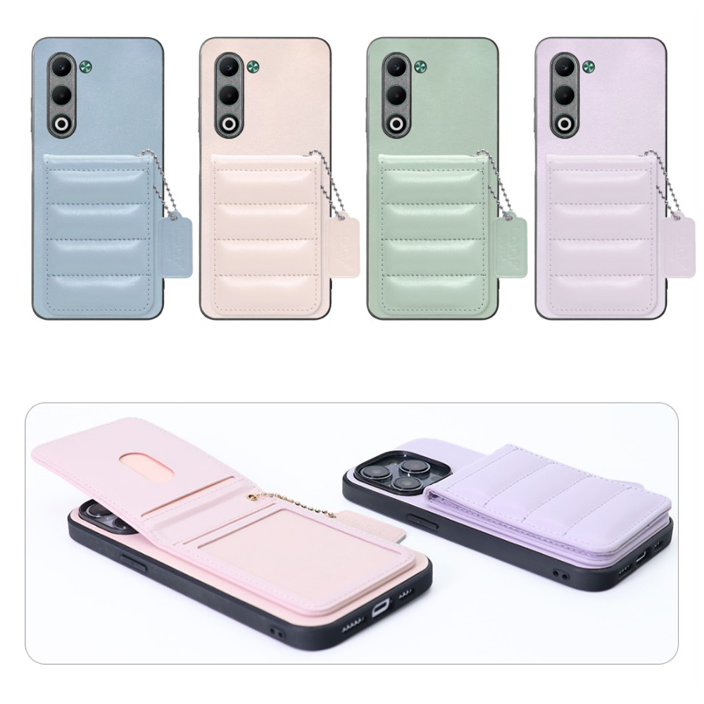 [ LOOF SWEET-SHELL CARD ] OPPO A5 5G オッポ CPH2735 スマホケース キルティング加工のカードケース付き マグネット内蔵 カード収納 本革 レザータグ＆チェーン付き パステルカラー [ OPPO A5 5G ]