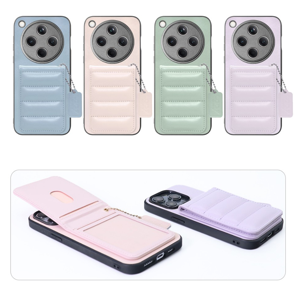 [ LOOF SWEET-SHELL CARD ] OPPO Find X8 CPH2651 スマホケース キルティング加工のカードケース付き マグネット内蔵 カード収納 本革 レザータグ＆チェーン付き パステルカラー [ OPPO Find X8 ]