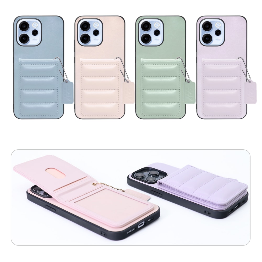 [ LOOF SWEET-SHELL CARD ] OPPO Reno15 A CPH2801 A601OP スマホケース キルティング加工のカードケース付き マグネット内蔵 カード収納 本革 レザータグ＆チェーン付き パステルカラー [ OPPO Reno15 A ]