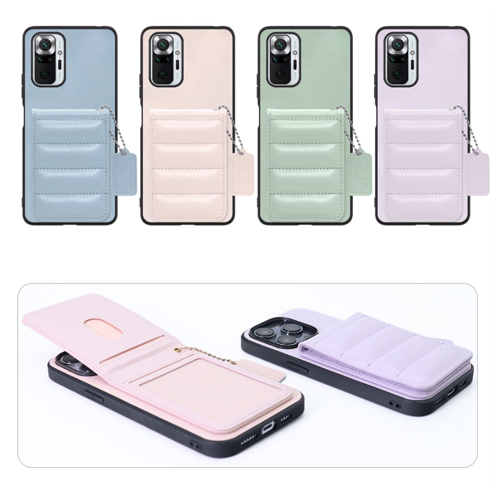 [ LOOF SWEET-SHELL CARD ] Xiaomi Redmi Note 10 Pro redminote10pro note10pro redminote 10pro スマホケース キルティング加工のカードケース付き マグネット内蔵 カード収納 本革 レザータグ＆チェーン付き パステルカラー [ Redmi Note 10 Pro ]