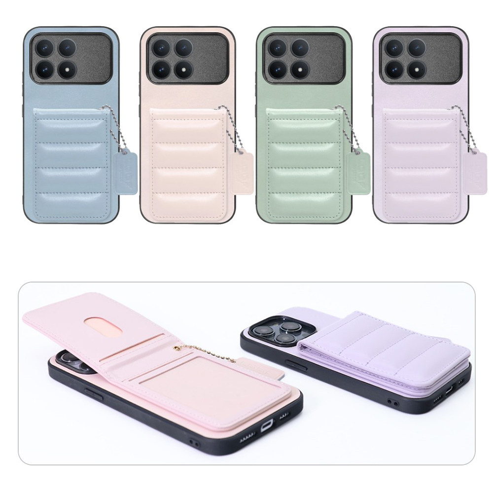 [ LOOF SWEET-SHELL CARD ] POCO F8 Pro Xiaomi スマホケース キルティング加工のカードケース付き マグネット内蔵 カード収納 本革 レザータグ＆チェーン付き パステルカラー [ POCO F8 Pro ]