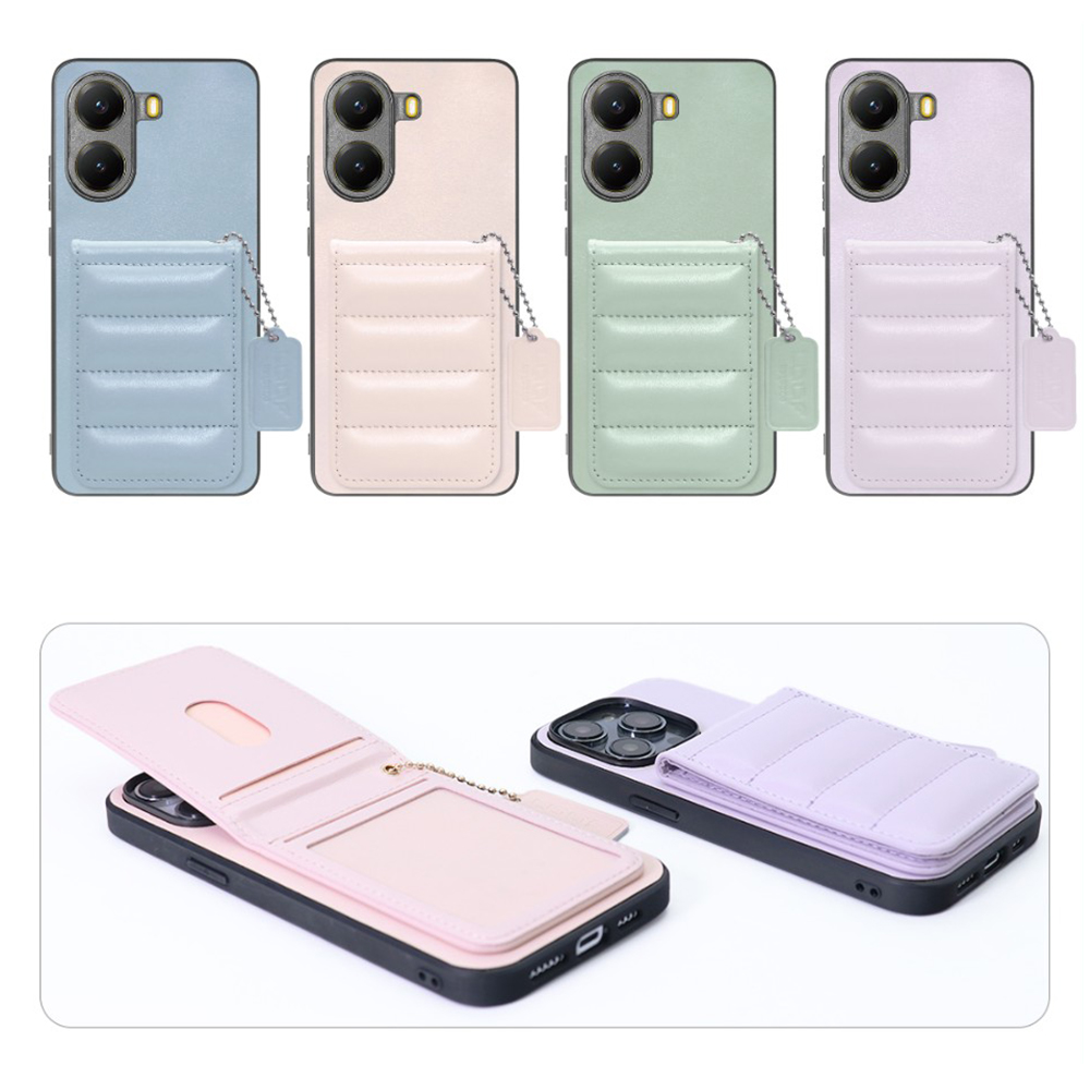 [ LOOF SWEET-SHELL CARD ] POCO X7 Pro Xiaomi スマホケース キルティング加工のカードケース付き マグネット内蔵 カード収納 本革 レザータグ＆チェーン付き パステルカラー [ POCO X7 Pro ]