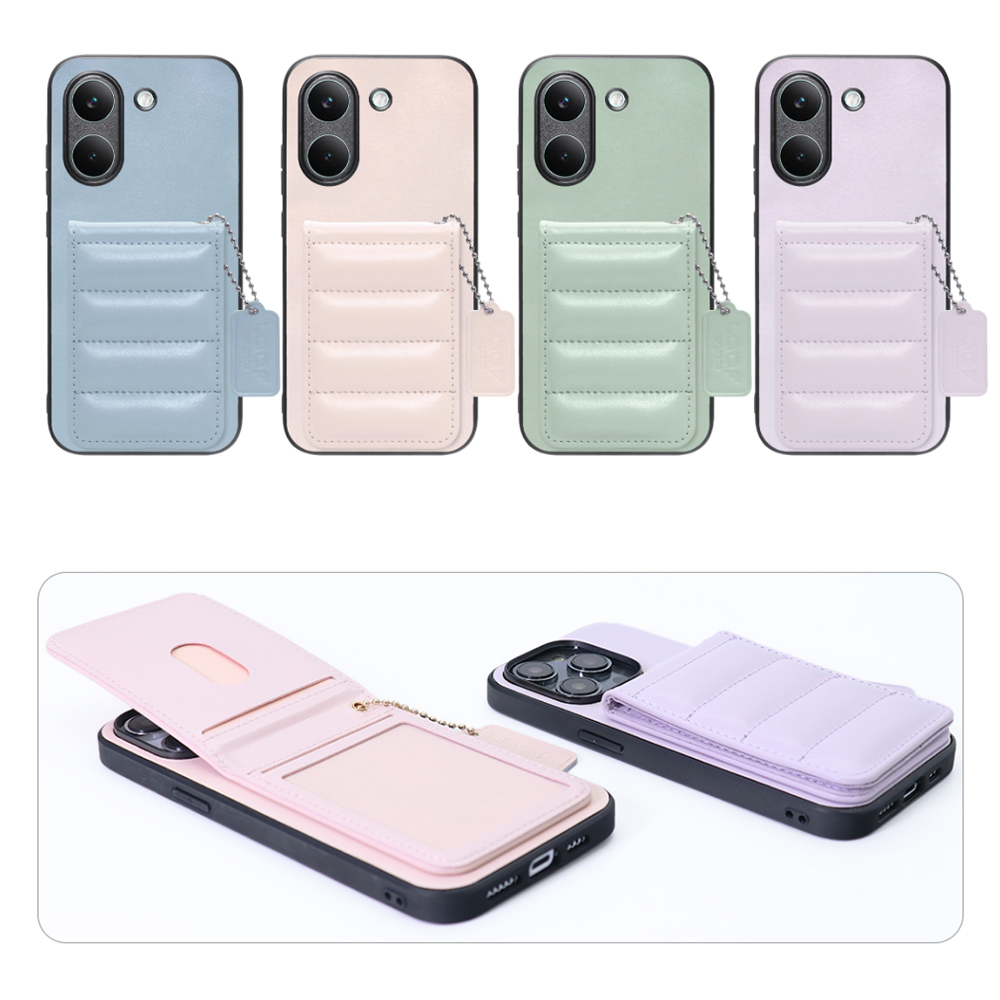 [ LOOF SWEET-SHELL CARD ] POCO X8 Pro Xiaomi シャオミ スマホケース キルティング加工のカードケース付き マグネット内蔵 カード収納 本革 レザータグ＆チェーン付き パステルカラー [ POCO X8 Pro ]