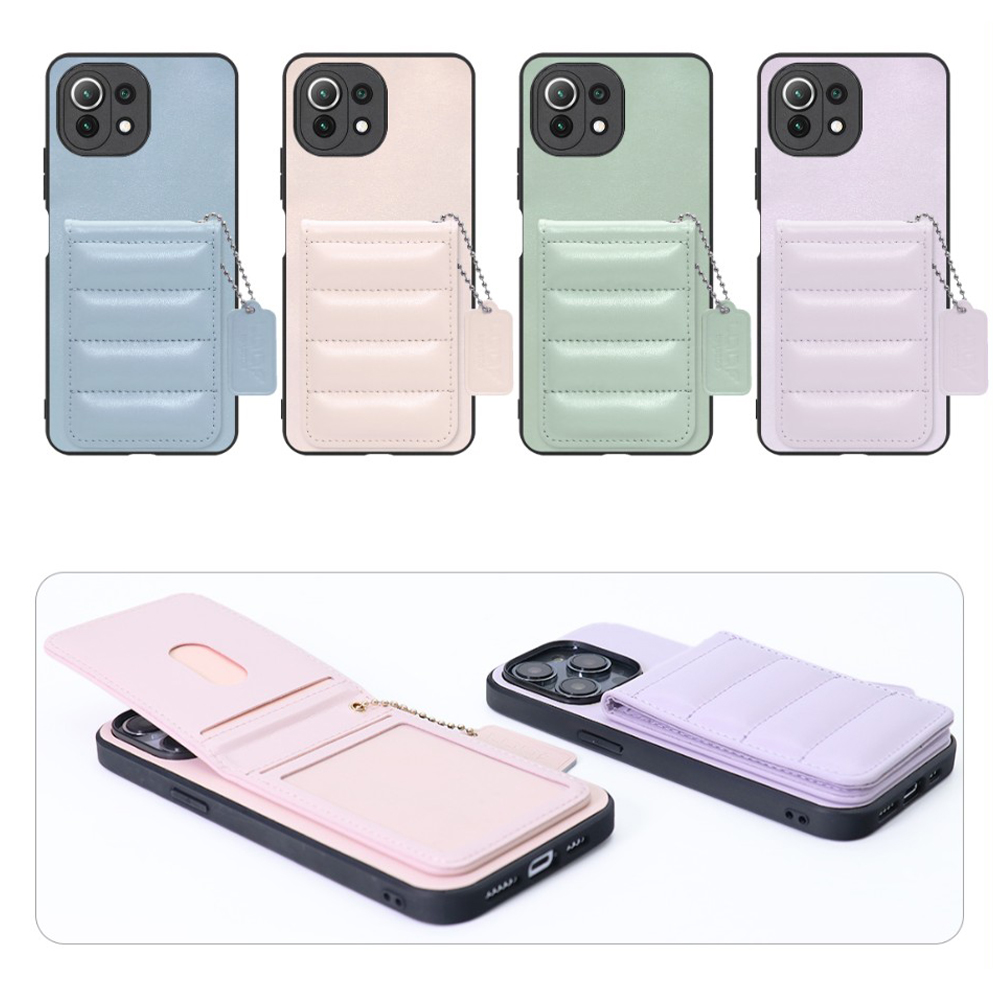 [ LOOF SWEET-SHELL CARD ] Xiaomi Mi 11 Lite 5G mi11lite5g 11lite スマホケース キルティング加工のカードケース付き マグネット内蔵 カード収納 本革 レザータグ＆チェーン付き パステルカラー [ Mi 11 Lite 5G ]