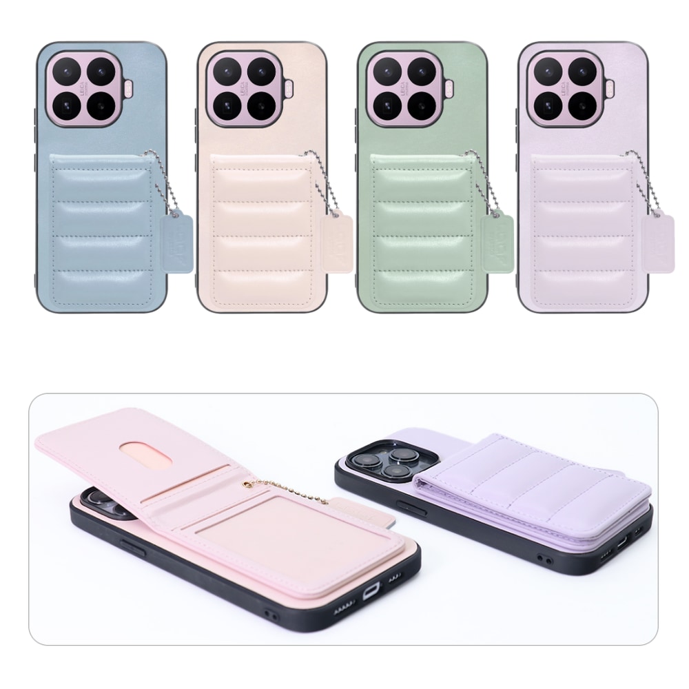 [ LOOF SWEET-SHELL CARD ] Xiaomi 17T シャオミ スマホケース キルティング加工のカードケース付き マグネット内蔵 カード収納 本革 レザータグ＆チェーン付き パステルカラー [ Xiaomi 17T ]