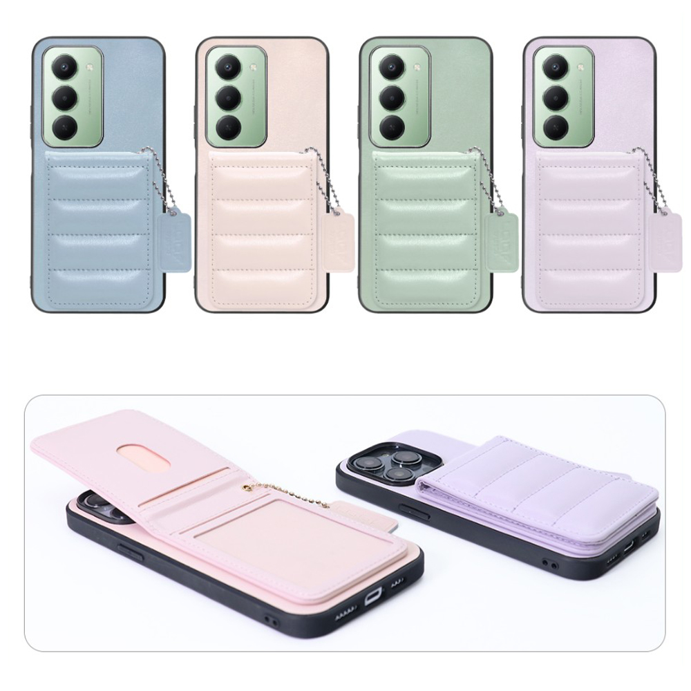 [ LOOF SWEET-SHELL CARD ] Xiaomi REDMI 15 5G  スマホケース キルティング加工のカードケース付き マグネット内蔵 カード収納 本革 レザータグ＆チェーン付き パステルカラー [ Xiaomi REDMI 15 5G ]