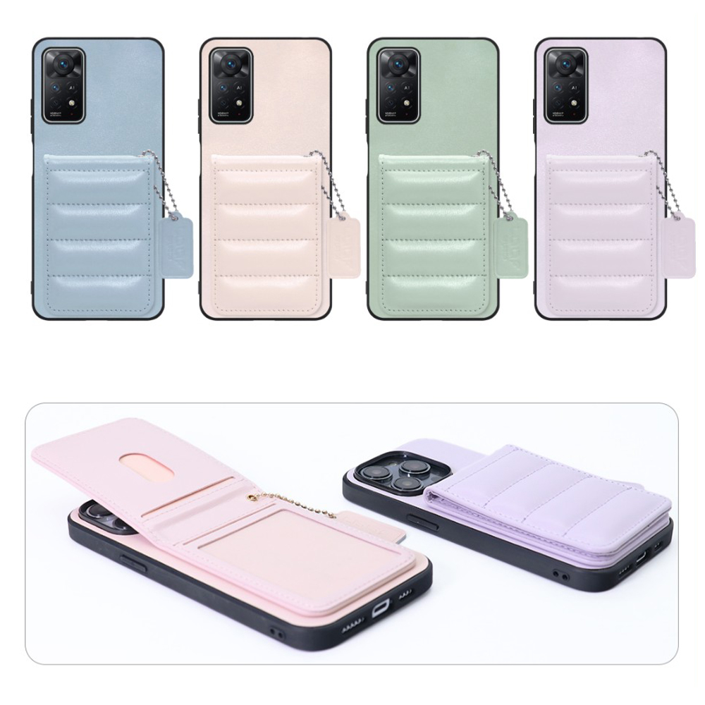 [ LOOF SWEET-SHELL CARD ] Xiaomi Redmi Note 11 Pro 5G redminote11pro5g note11pro 11pro スマホケース キルティング加工のカードケース付き マグネット内蔵 カード収納 本革 レザータグ＆チェーン付き パステルカラー [ Redmi Note 11 Pro 5G ]