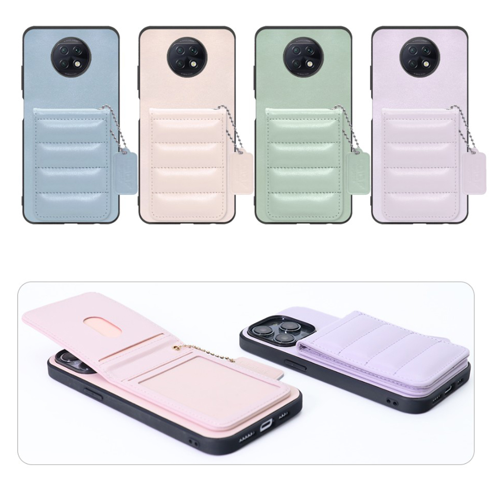 [ LOOF SWEET-SHELL CARD ] Xiaomi Redmi Note 9T redminote9t redminote note9t スマホケース キルティング加工のカードケース付き マグネット内蔵 カード収納 本革 レザータグ＆チェーン付き パステルカラー [ Redmi Note 9T ]