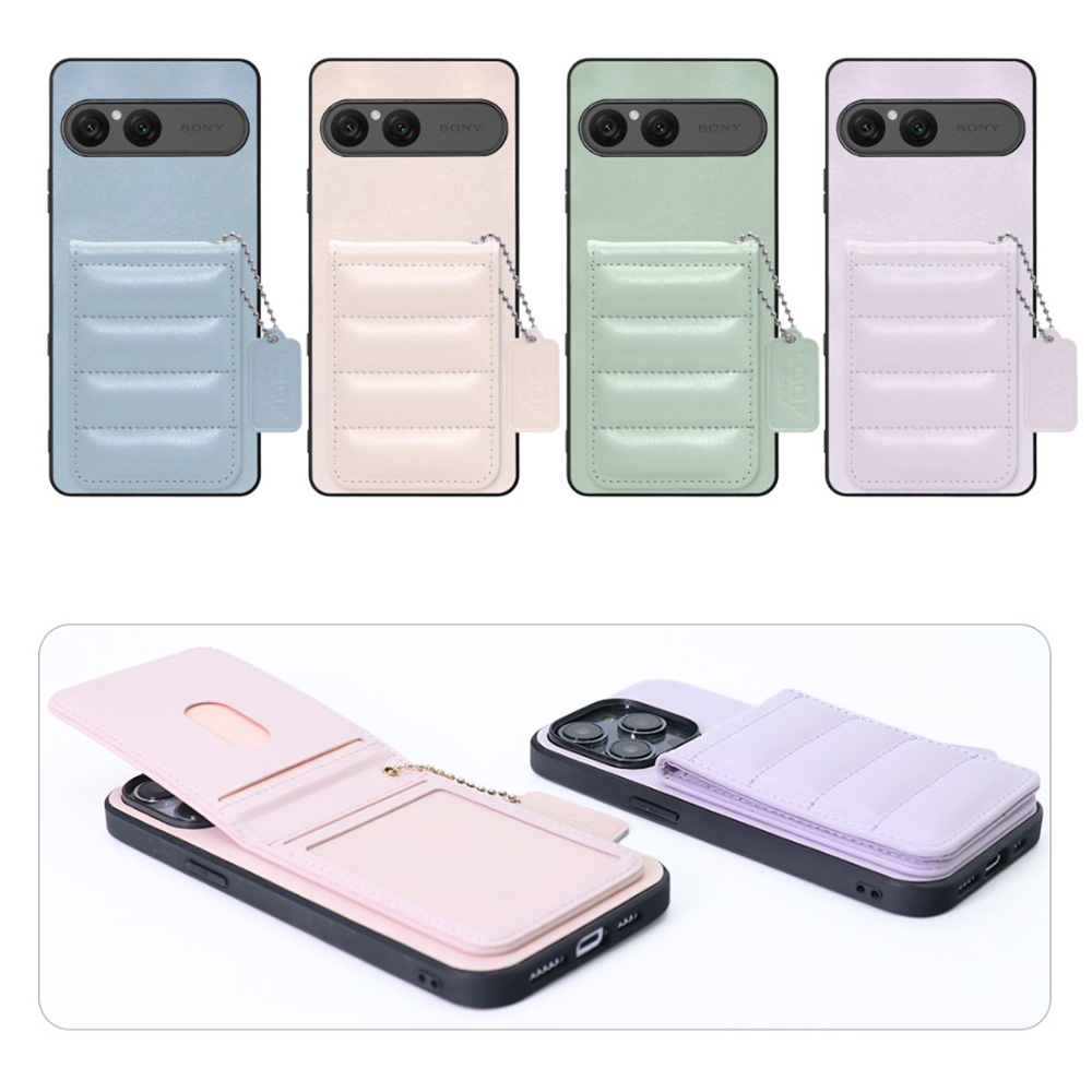 [ LOOF SWEET-SHELL CARD ] Xperia 10 VII エクスペリア XQ-FE44 スマホケース キルティング加工のカードケース付き マグネット内蔵 カード収納 本革 レザータグ＆チェーン付き パステルカラー [ Xperia 10 VII 用 ]