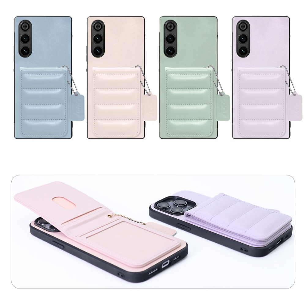 [ LOOF SWEET-SHELL CARD ] REDMAGIC 10 Air nubia スマホケース キルティング加工のカードケース付き マグネット内蔵 カード収納 本革 レザータグ＆チェーン付き パステルカラー [ REDMAGIC 10 Air ]