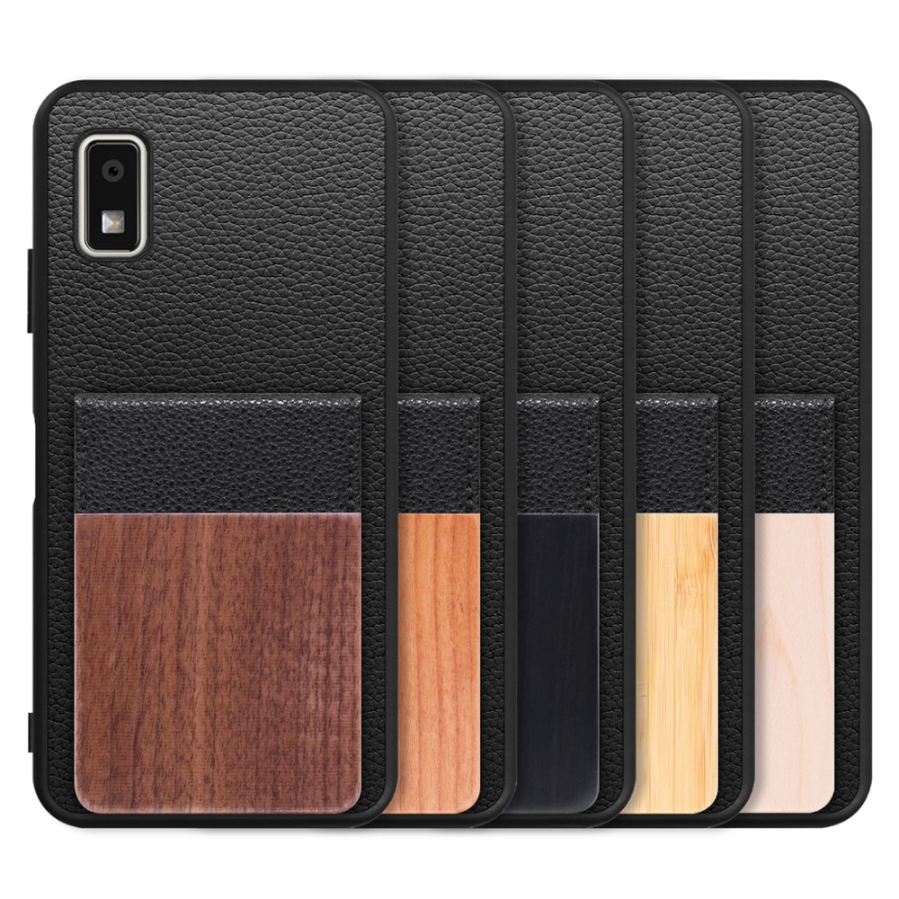 [ LOOF NATURE-SHELL ] AQUOS wish3 SH-53D / A303SH / A302SH  ケース 背面 カード収納 カード入れ カードポケット カバー スマホケース 天然木 本革 [ AQUOS wish3 ]
