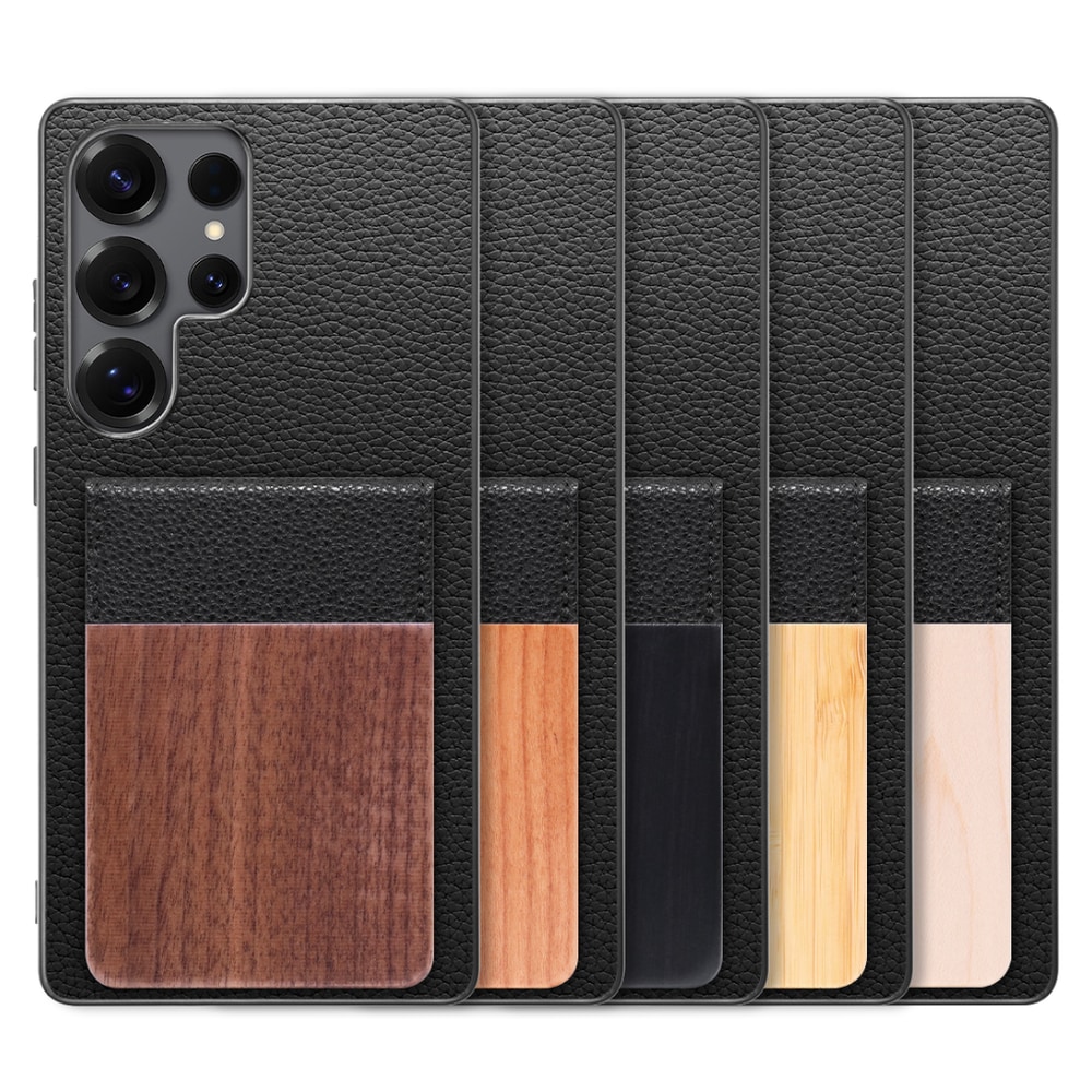 [ LOOF NATURE-SHELL ] Galaxy S25 Ultra SC-52F ケース 背面 カード収納 カード入れ カードポケット カバー スマホケース 天然木 本革 [ Galaxy S25 Ultra ]
