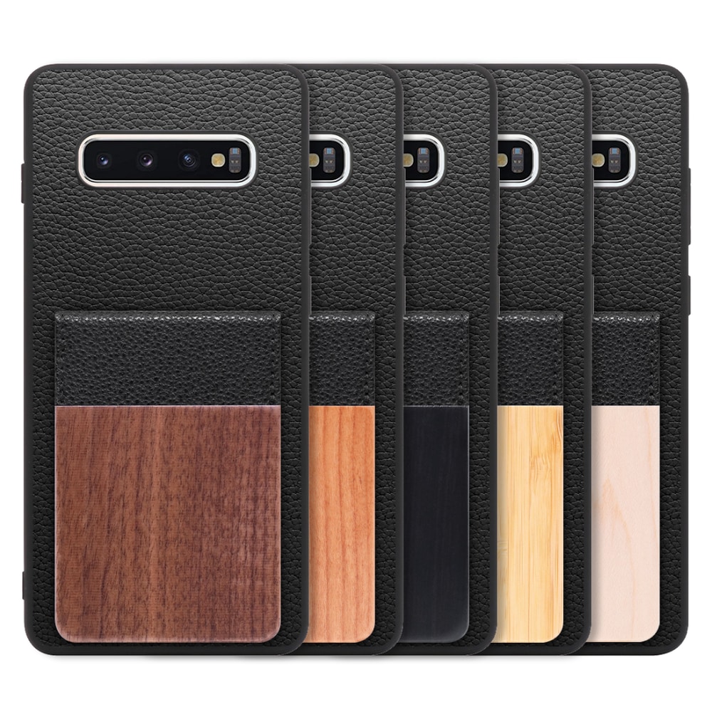 [ LOOF NATURE-SHELL ] Galaxy S10+ SC-04L / SCV42 s10plus s10 plus ケース 背面 カード収納 カード入れ カードポケット カバー スマホケース 天然木 本革 [ Galaxy S10+ ]