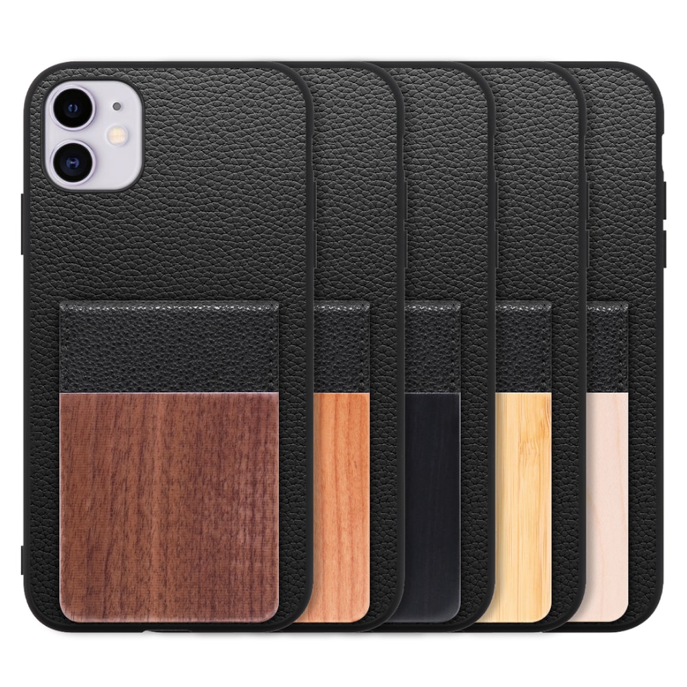 [ LOOF NATURE-SHELL ] iPhone 11 iPhone11 ケース 背面 カード収納 カード入れ カードポケット カバー スマホケース 天然木 本革 [ iPhone 11 ]