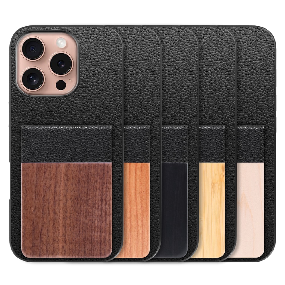 [ LOOF NATURE-SHELL ] iPhone 16 Pro iPhone16 Pro アイフォン16 プロ ケース 背面 カード収納 カード入れ カードポケット カバー スマホケース 天然木 本革 [ iPhone 16 Pro ]