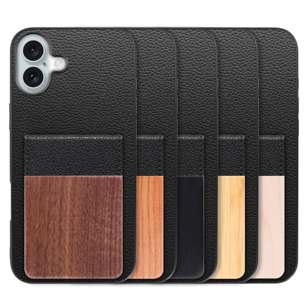 [ LOOF NATURE-SHELL ] iPhone 16 Plus iPhone16 Plus アイフォン16 プラス  ケース 背面 カード収納 カード入れ カードポケット カバー スマホケース 天然木 本革 [ iPhone 16 Plus ]