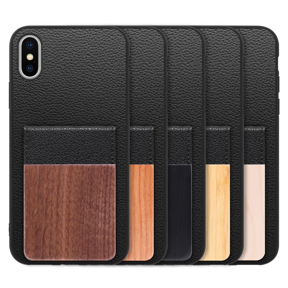 [ LOOF NATURE-SHELL ] iPhone X / XS iPhonex iPhonexs ケース 背面 カード収納 カード入れ カードポケット カバー スマホケース 天然木 本革 [ iPhone X / XS ]
