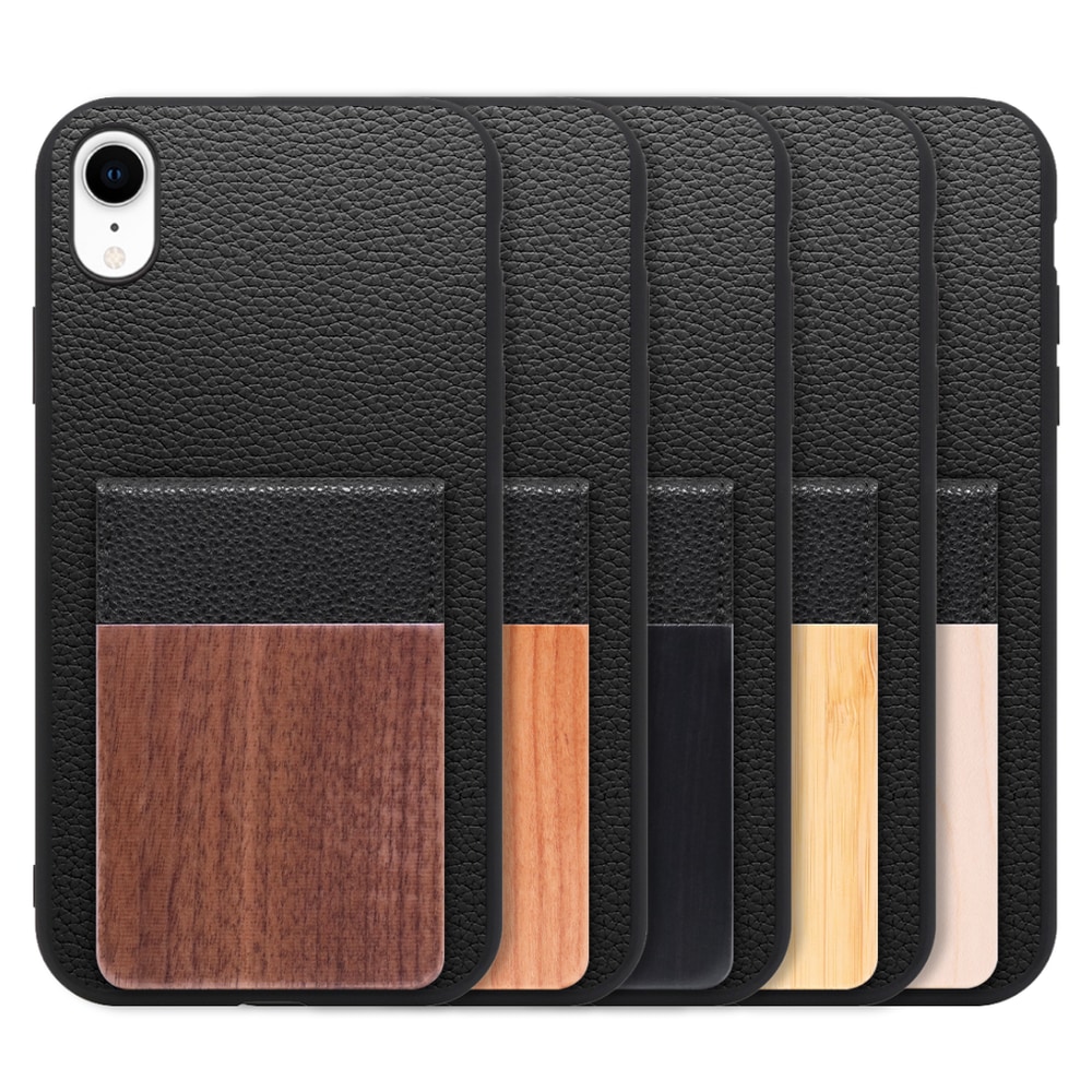 [ LOOF NATURE-SHELL ] iPhone XR iPhonexr ケース 背面 カード収納 カード入れ カードポケット カバー スマホケース 天然木 本革 [ iPhone XR ]