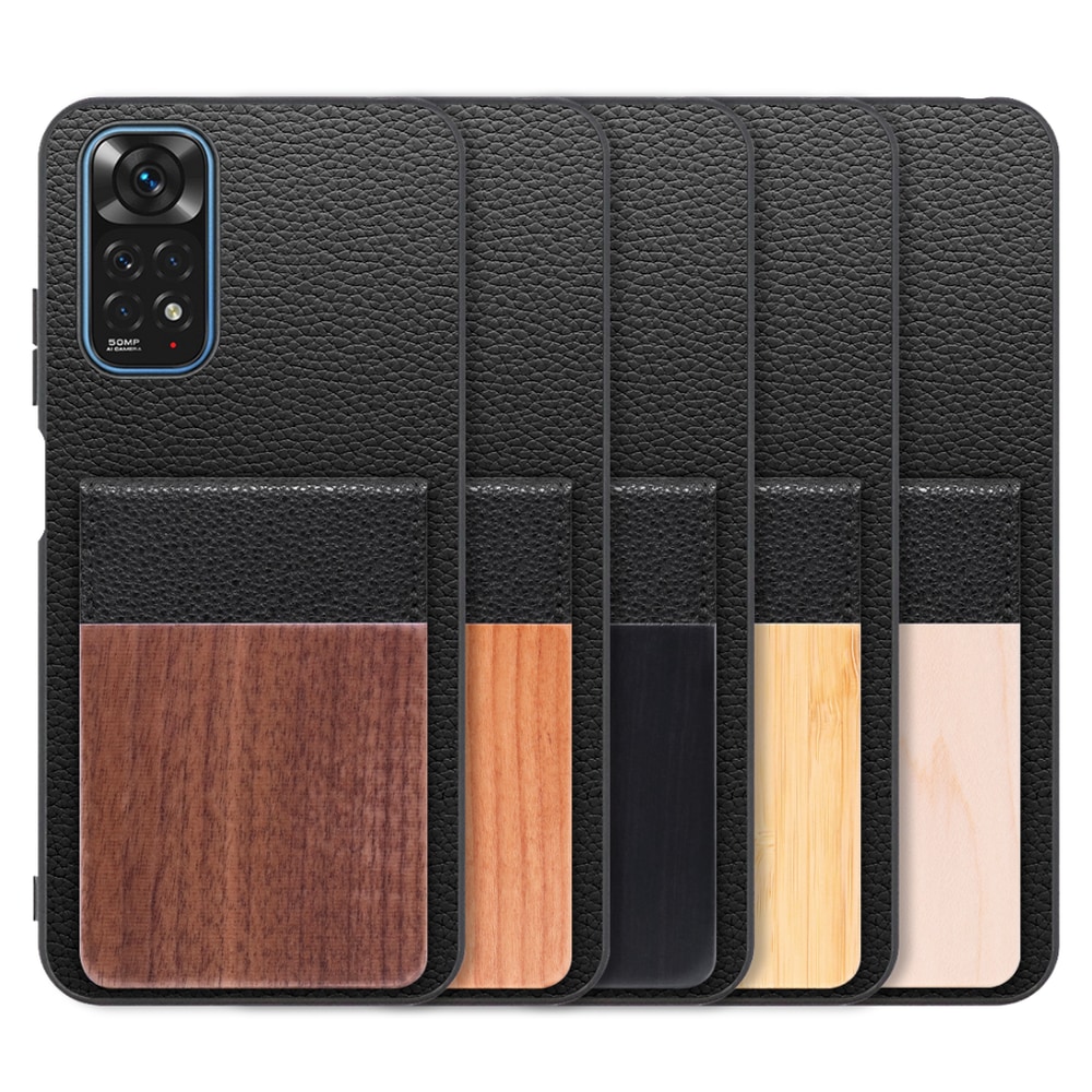 [ LOOF NATURE-SHELL ] Xiaomi Redmi Note 11 redminote11 note11 ケース 背面 カード収納 カード入れ カードポケット カバー スマホケース 天然木 本革 [ Redmi Note 11 ]