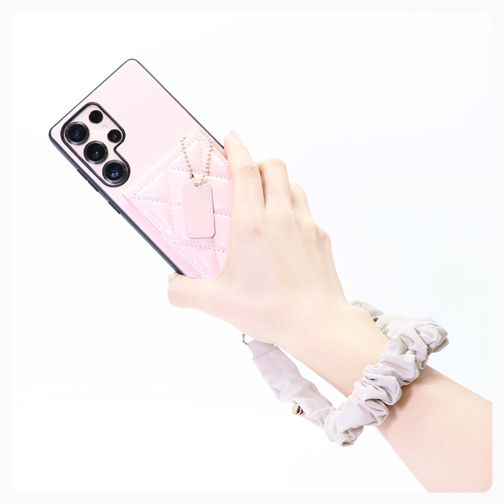 [ LOOF SWEET-SHELL SHUSHU ] Galaxy S22 Ultra SC-52C / SCG14 s22ultra スマホケース キルティング加工のカードケース付き シュシュストラップ付き マグネット内蔵 カード収納 本革 パステルカラー [ Galaxy S22 Ultra ]