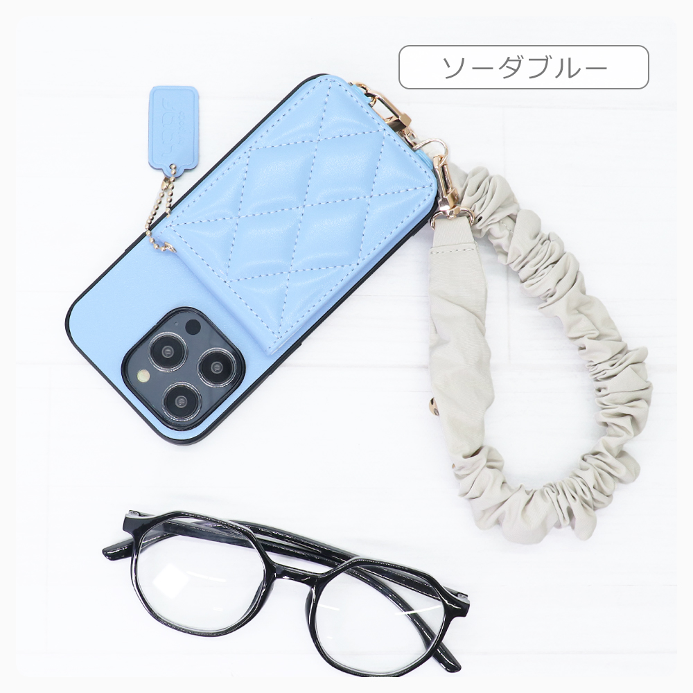 [ LOOF SWEET-SHELL SHUSHU ] Galaxy S22 Ultra SC-52C / SCG14 s22ultra スマホケース キルティング加工のカードケース付き シュシュストラップ付き マグネット内蔵 カード収納 本革 パステルカラー [ Galaxy S22 Ultra ]