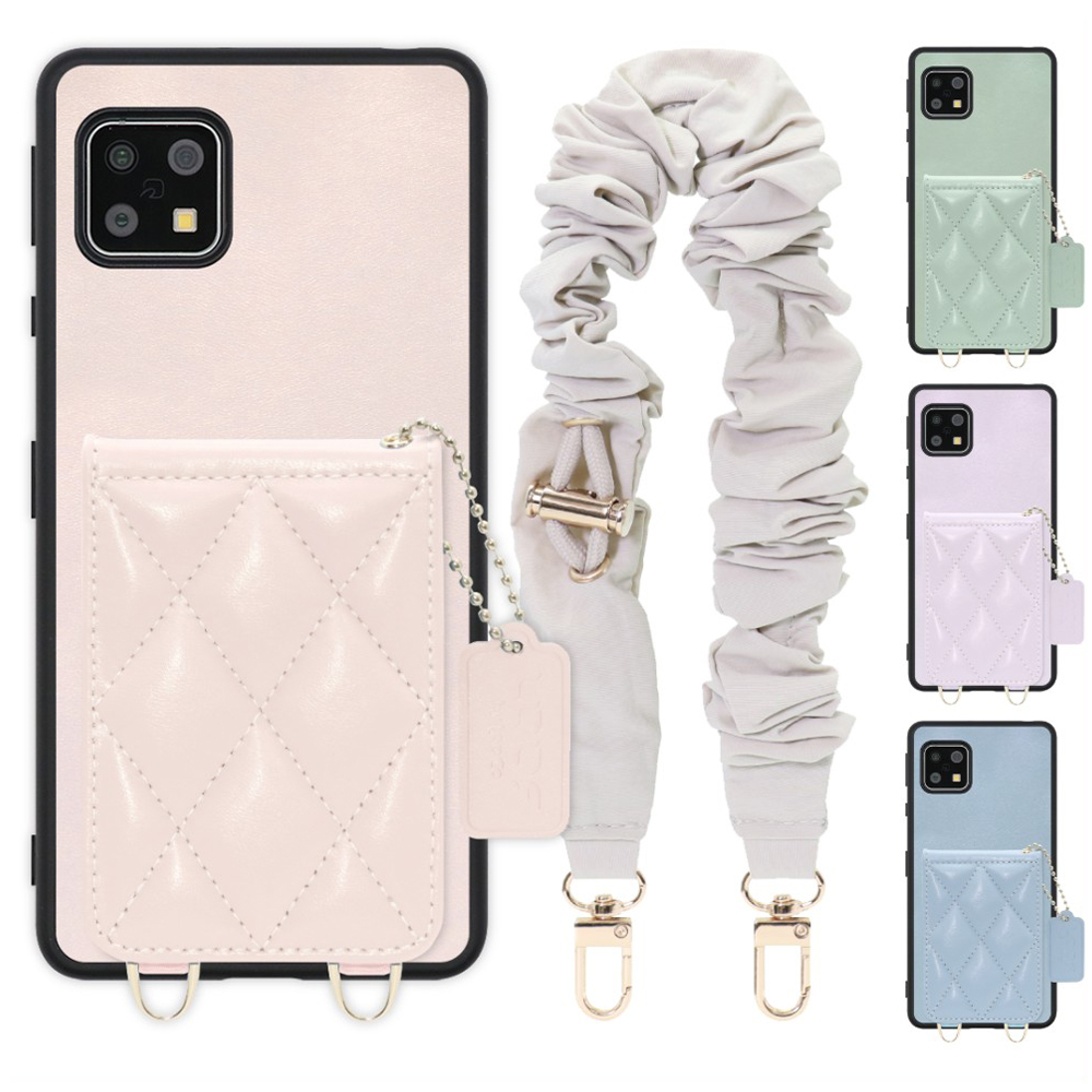 [ LOOF SWEET-SHELL SHUSHU ] AQUOS sense4 / sense4 lite / sense4 basic / sense5G / やさしいスマホ2 sense 4 4lite 4basic 5G sense4lite sense4basic スマホケース キルティング加工のカードケース付き シュシュストラップ付き マグネット内蔵 カード収納 本革 パステルカラー [ AQUOS sense4/4 lite/4 basic/sense5G/やさしいスマホ2 ]