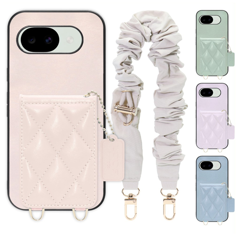 [ LOOF SWEET-SHELL SHUSHU ] Google Pixel 10a グーグル ピクセル スマホケース キルティング加工のカードケース付き シュシュストラップ付き マグネット内蔵 カード収納 本革 パステルカラー [ Google Pixel 10a ]