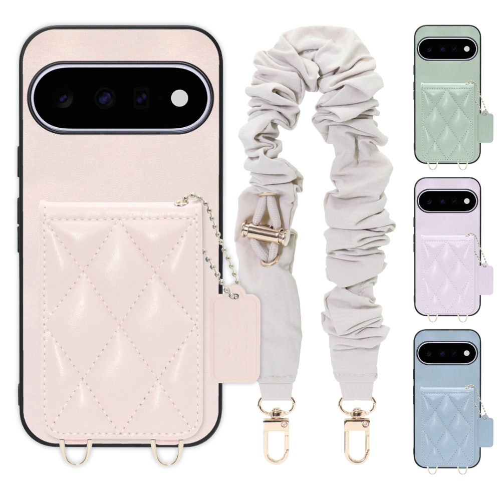[ LOOF SWEET-SHELL SHUSHU ] Google Pixel 11  スマホケース キルティング加工のカードケース付き シュシュストラップ付き マグネット内蔵 カード収納 本革 パステルカラー [ Google Pixel 11 ]