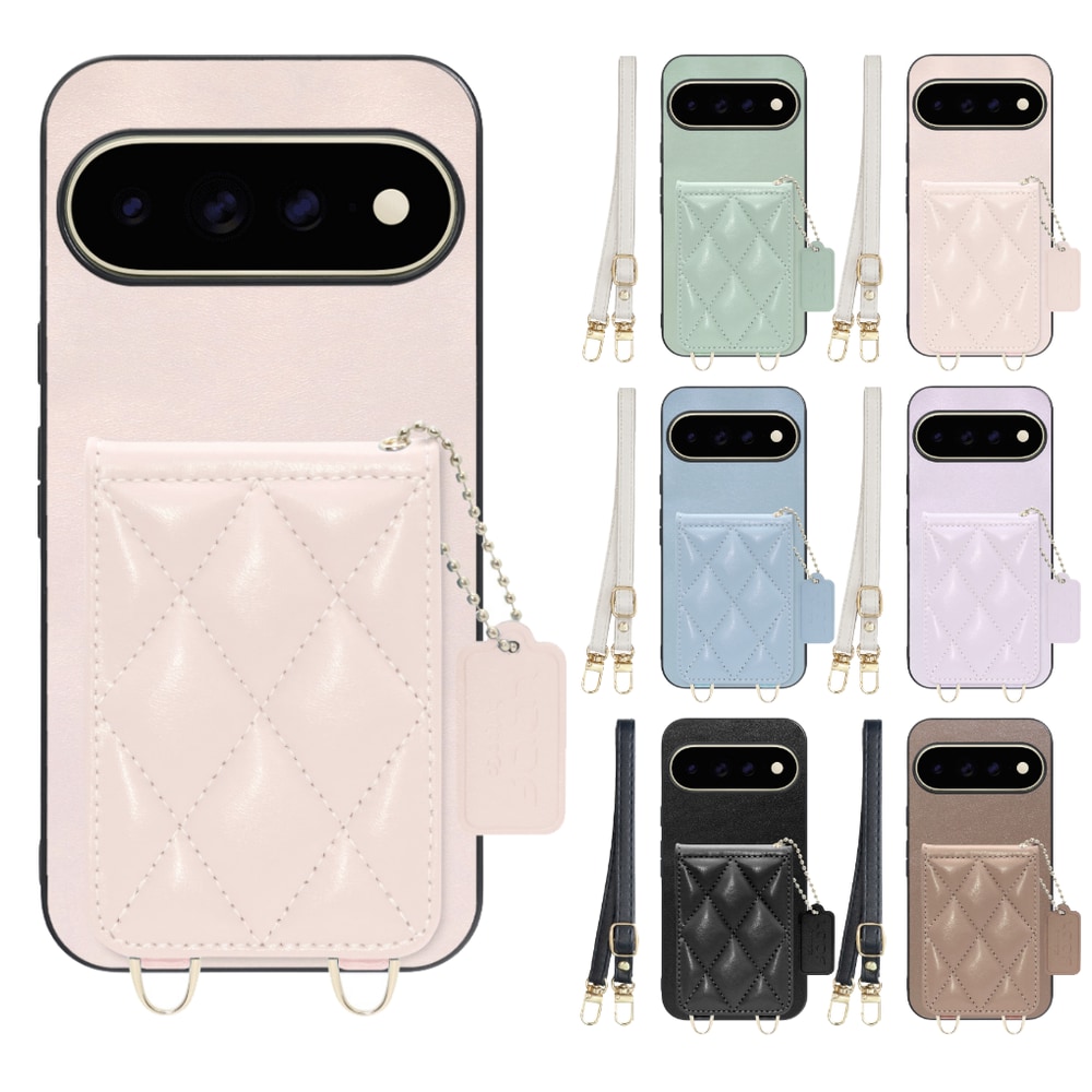 [ LOOF SWEET-SHELL SHOULDER  ] Google Pixel 11 Pro XL  スマホケース キルティング加工のカードケース付き ロングストラップ付き マグネット内蔵 カード収納 本革 [ Google Pixel 11 Pro XL ]