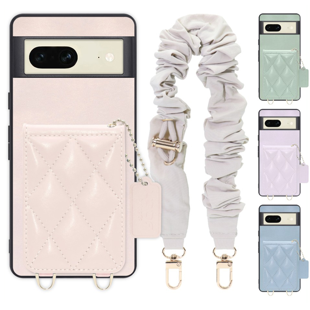 [ LOOF SWEET-SHELL SHUSHU ] Google pixel 7 googlepixel7 pixel7 ピクセル7 スマホケース キルティング加工のカードケース付き シュシュストラップ付き マグネット内蔵 カード収納 本革 パステルカラー [ Google Pixel 7 ]